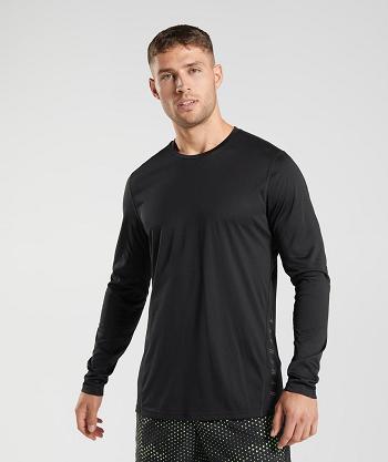 Long Sleeve Męskie Gymshark Sportowe Czarne Czarne | PL 3643JPQ